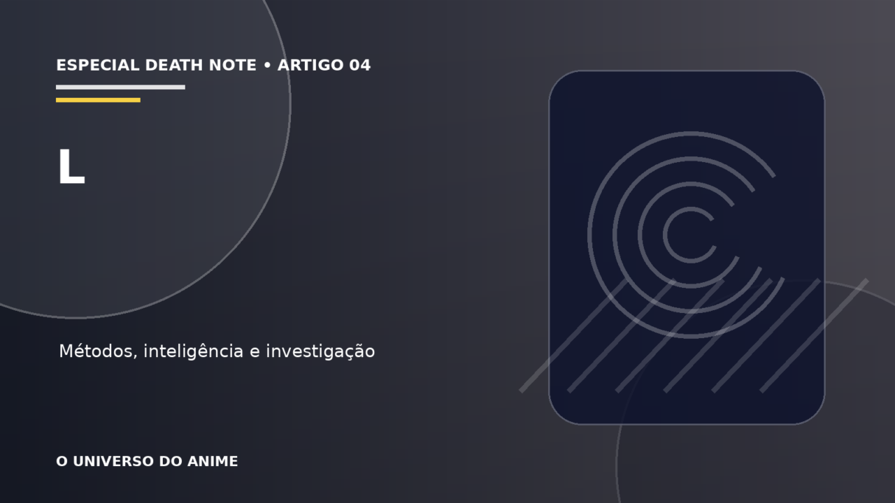 Capa do artigo L de Death Note: inteligência, métodos e confronto com Kira
