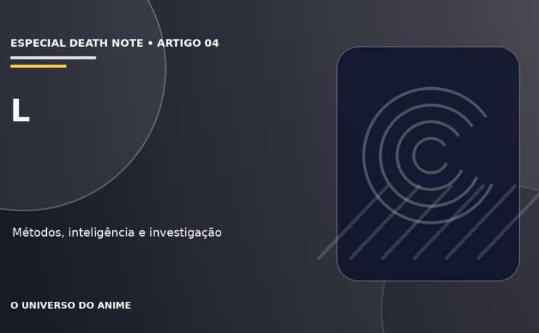 Capa do artigo L de Death Note: inteligência, métodos e confronto com Kira