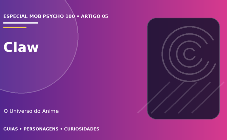 Capa do artigo Claw em Mob Psycho 100: membros, divisões e objetivos