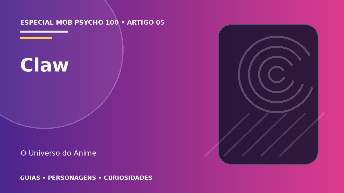 Capa do artigo Claw em Mob Psycho 100: membros, divisões e objetivos