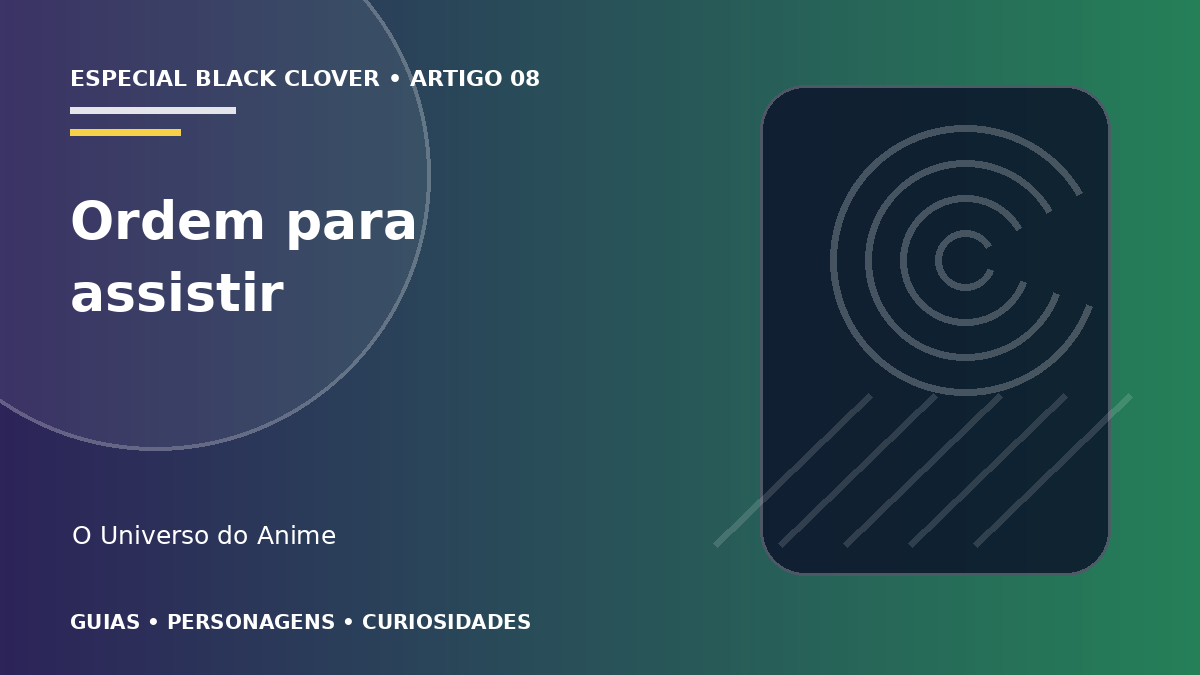 Capa do artigo Ordem para assistir Black Clover: anime, filme e especiais
